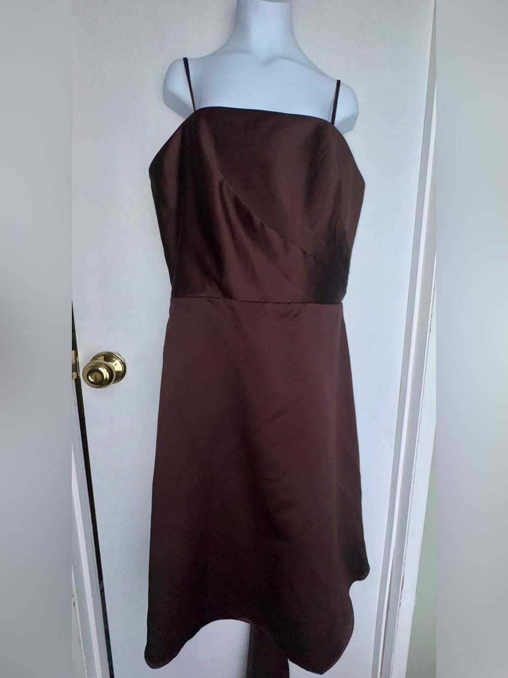 Strapless Brown Satin A-Line Dress